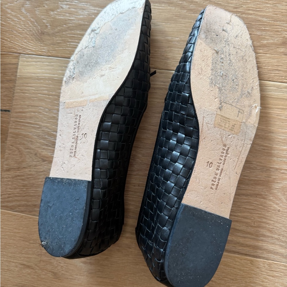 Freda Salvador Black Woven Leather Loafers - Picture 4 of 4